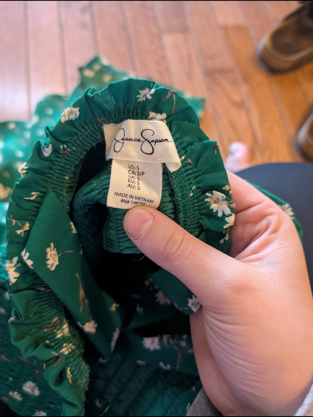 Jessica Simpson Green Floral Smocked Sundress